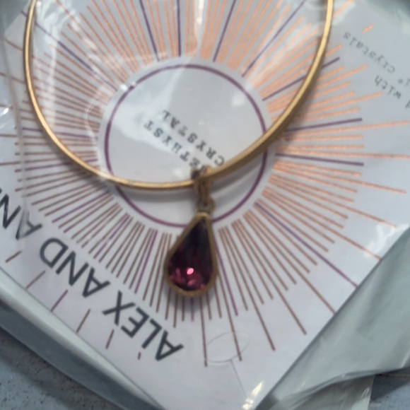 NEW Alex & Ani Swarovski Amethyst Crystal Gold Bangle Bracelet NWT - Picture 1 of 5